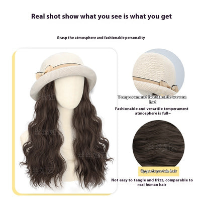 Hat Wig One Female Long Hair Summer