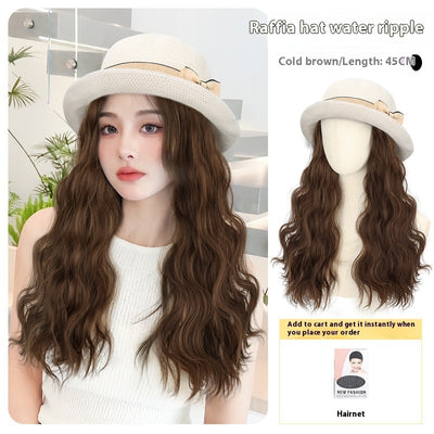 Hat Wig One Female Long Hair Summer
