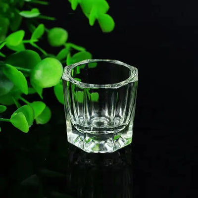 Nail Art Brush Cleaning Cup - Thick Glass Hexagonal Cup