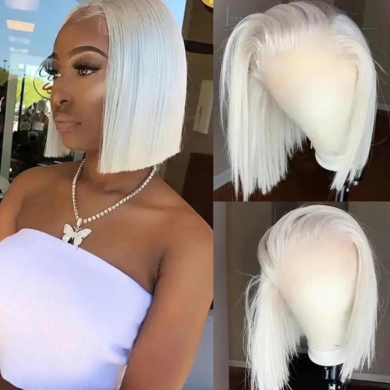 Pure White Dyed Front Lace Bob Wig