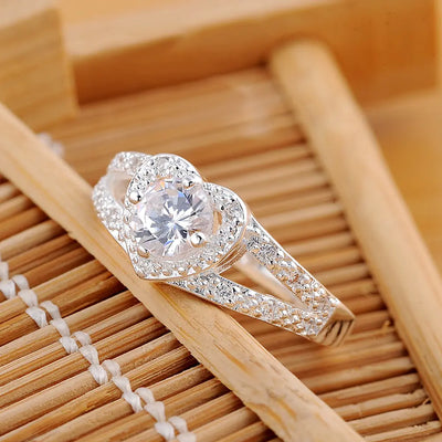 Elegant Heart Ring with Zirconia in 925 Silver