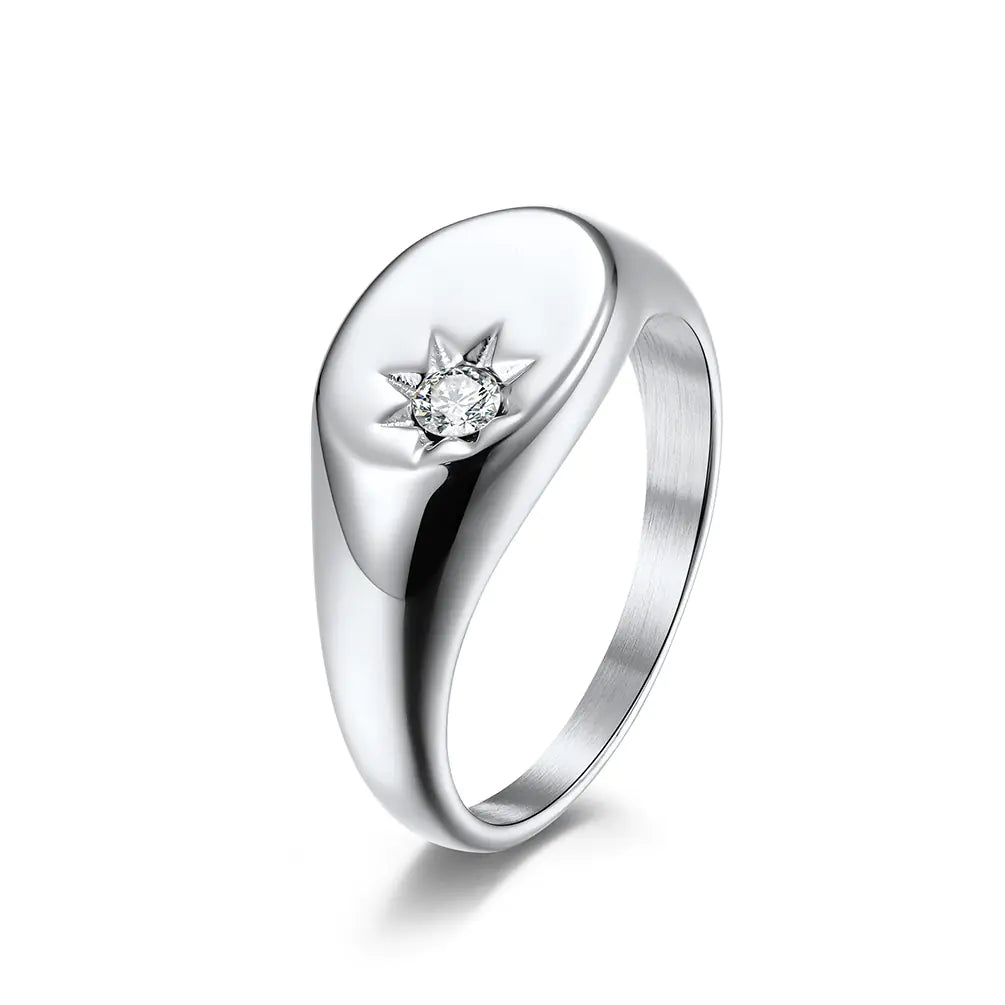 Elegant Glossy Diamond Women's Titanium Steel Ring