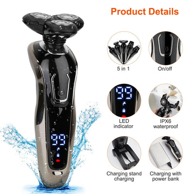 5-in-1 waterproof electric shaver & trimmer kit