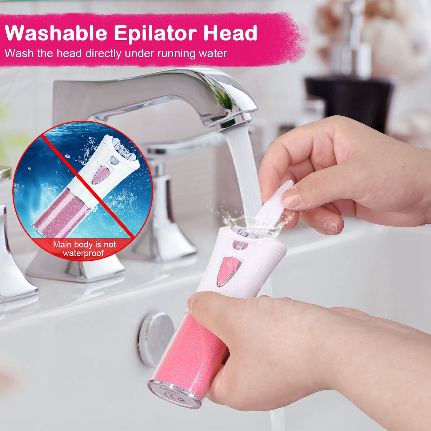 Cordless epilator & shaver with LED for smooth face and body