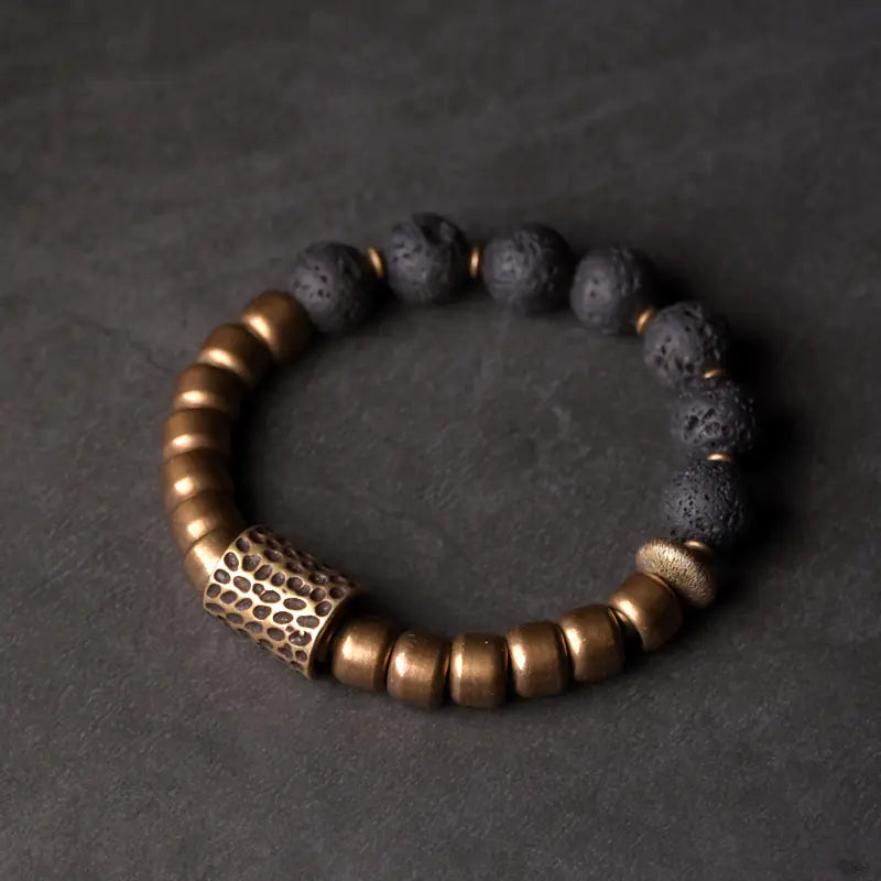 Punk Rock Volcanic Stone Bracelet for Men and Women