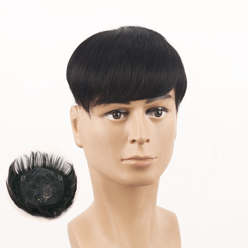Wig Men's Short Hair Top Hairpiece Full Real