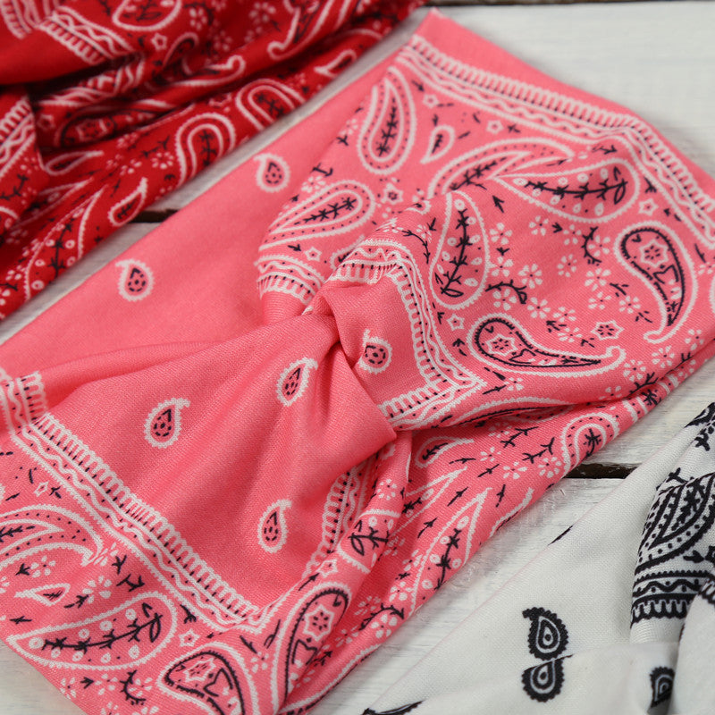 Printed elastic knotted sports headband