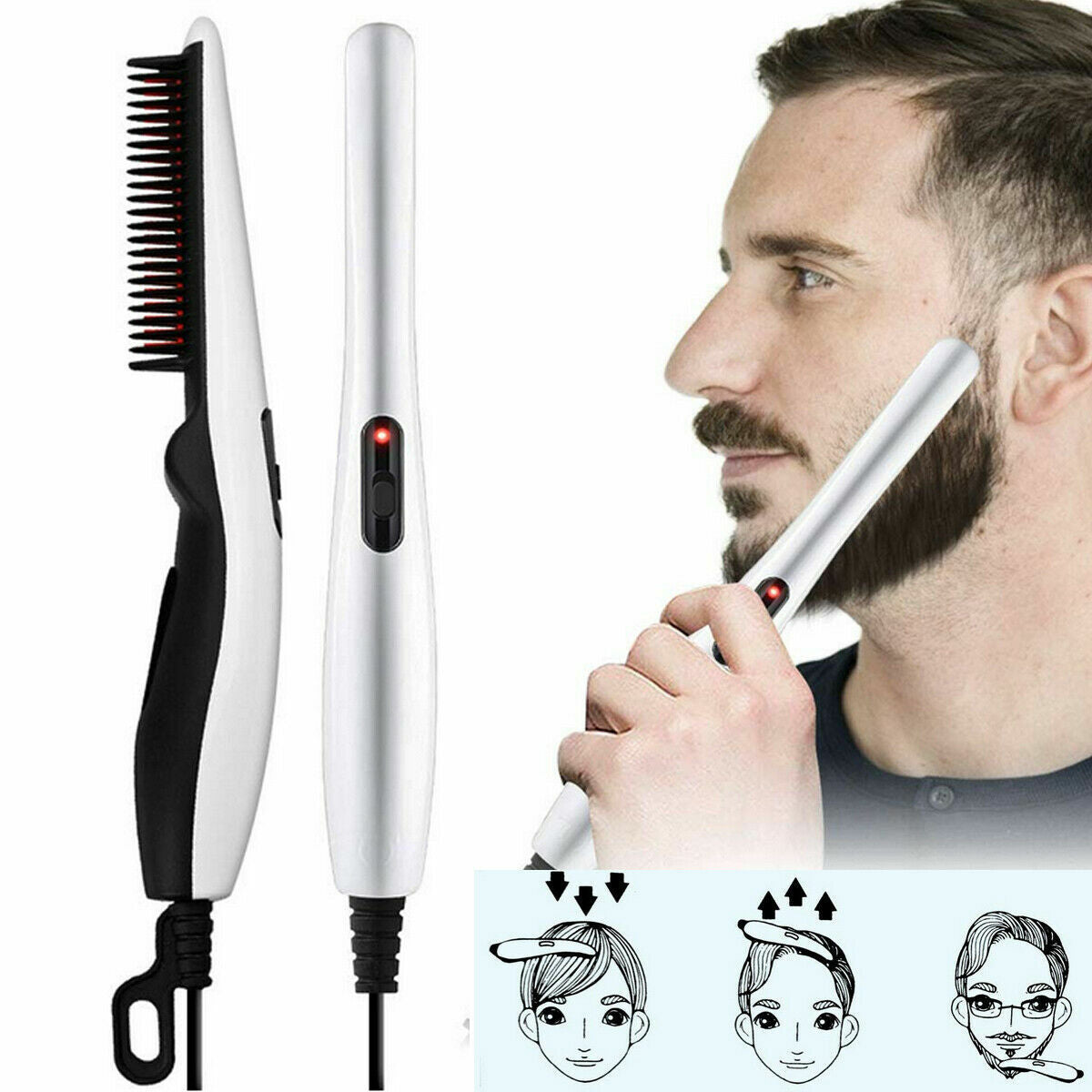 Negative ion straightener comb for hair & beard