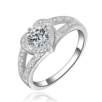 Elegant Heart Ring with Zirconia in 925 Silver