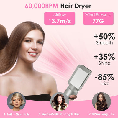 1Pc 6 In 1 Hot Air Styler Volumizer Straightener Curler Dryer Automatic Wrap Styler Hair Dryer Brush Set With 3 Temp Settings ALCI Plug Glove Cable Zip Tie