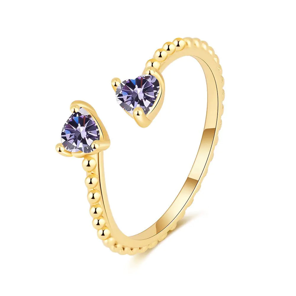 Adjustable Ring with 12 Birthstone Zircon Stones