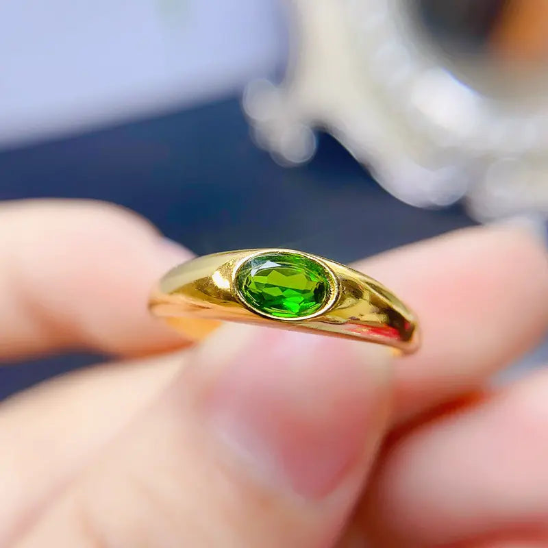 Natural Diopside Women's Fashion Ring