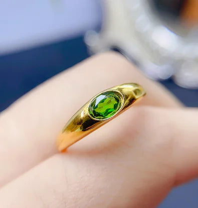 Natural Diopside Women's Fashion Ring