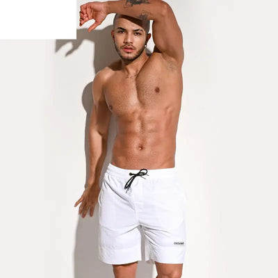 Men's Solid Color Loose Five-Point Swim Trunks