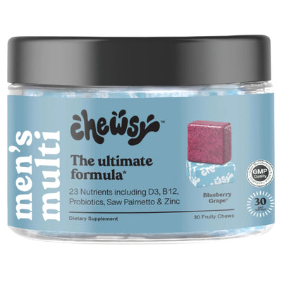 CHEWSY - Mens Multivitamin Chews - Immune and Energy Support Vitamin A B12 C D3 E Folic Acid Probiotics Zinc - 30-Day Supply