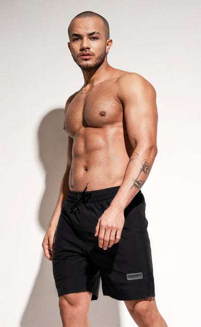 Men's Solid Color Loose Five-Point Swim Trunks