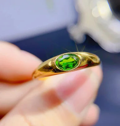 Natural Diopside Women's Fashion Ring