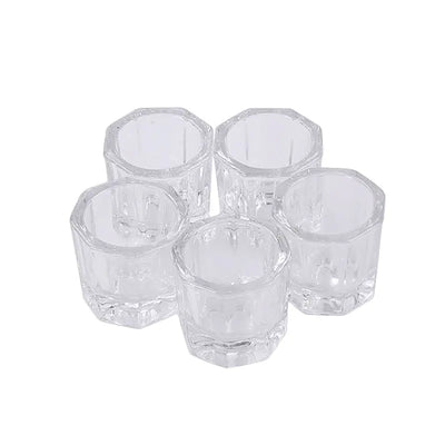 Nail Art Brush Cleaning Cup - Thick Glass Hexagonal Cup
