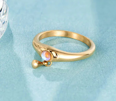 Three-Dimensional Minimalist Pearl Titanium Steel Ring