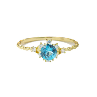 S925 Silver Natural Blue Topaz Zircon Ring for Women