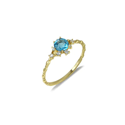 S925 Silver Natural Blue Topaz Zircon Ring for Women