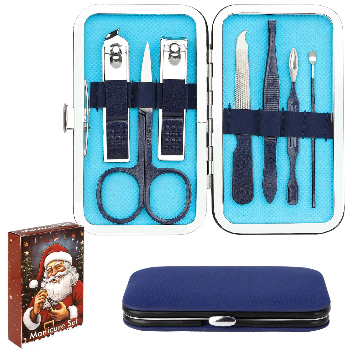 Mens Valentines Gifts Nail Clipper Set for Men Mini Nail Kit 7 in 1 Travel Manicure Set Nails Kit Mens Manicure Kit Nail Clippers for Kids Nail Clippers for Men Teen Boys Valentines Day Gifts Blue