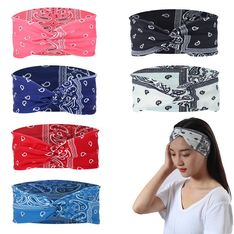 Printed elastic knotted sports headband