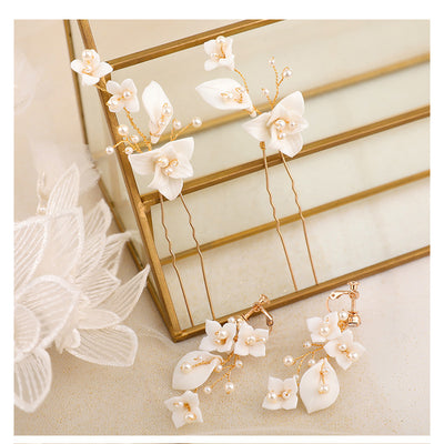 White Wedding Flower Hairpin Comb Suit For Women