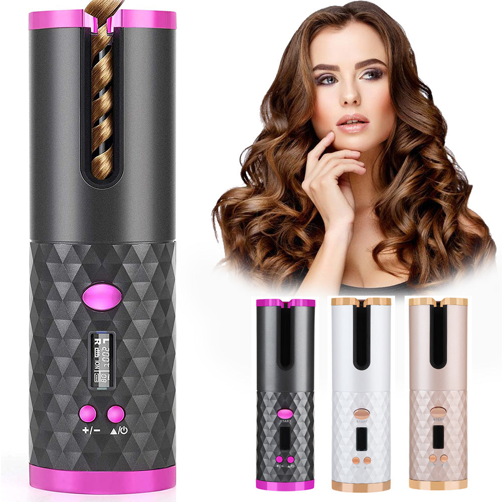 Rechargeable automatic curler for quick, lasting curls
