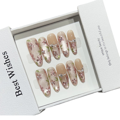 Hand-worn Nail Nude Ice Through Cat's Eye