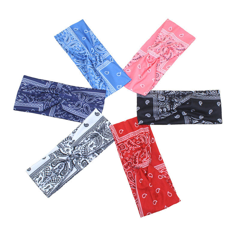 Printed elastic knotted sports headband