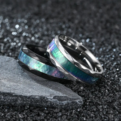 Men's Stainless Steel Diamond-Cut Ring