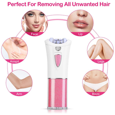 Cordless epilator & shaver with LED for smooth face and body