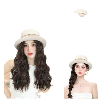 Hat Wig One Female Long Hair Summer