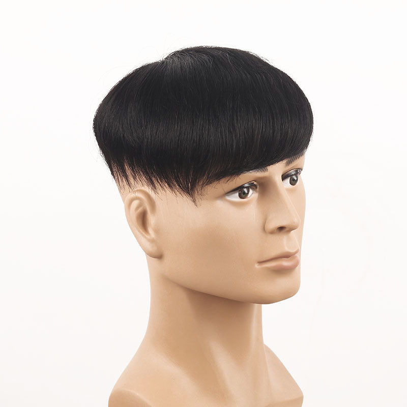 Wig Men's Short Hair Top Hairpiece Full Real