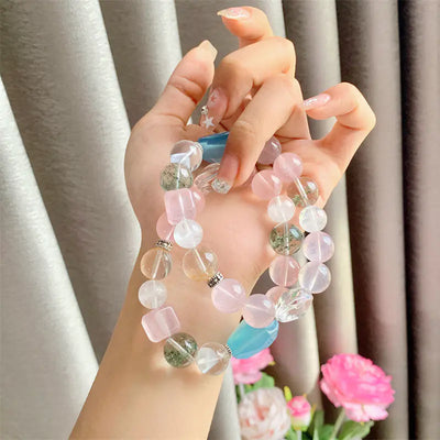 DIY Fashion Aquamarine and Pink Crystal Bracelet