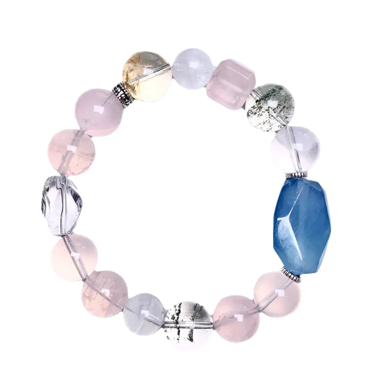 DIY Fashion Aquamarine and Pink Crystal Bracelet