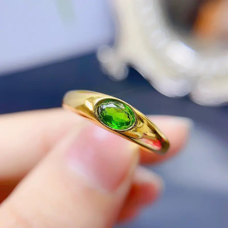 Natural Diopside Women's Fashion Ring