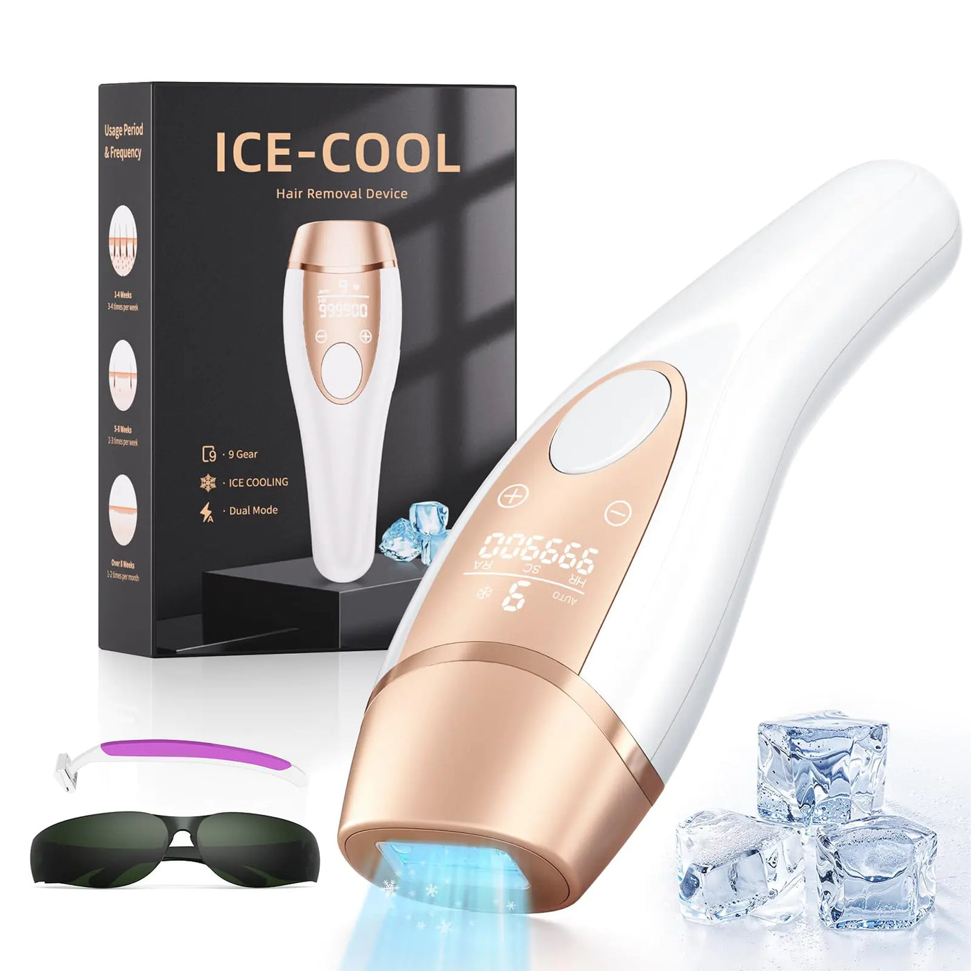 Laser Hair Removal Ubroo IPL Laser Hair Removal for Women and Men 3 In 1 At Home Hair Removal Device 999900+ Flashes Permanent Painless Hair Removal Machine with Ice Cooling for Whole Body Use