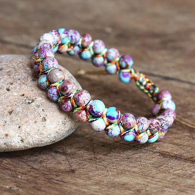 Hand-Woven Adjustable Colorful Tiger's Eye Bead Bracelet