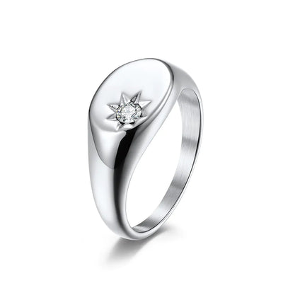 Elegant Glossy Diamond Women's Titanium Steel Ring