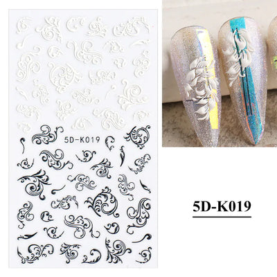 3D Hollow White Bridal Lace Butterfly Nail Stickers